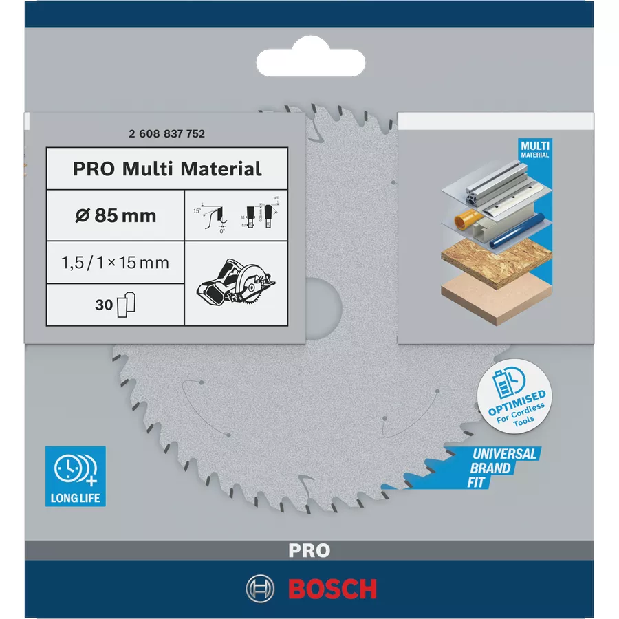Lame PRO Multi Material Ø85x15mm 30 dents BOSCH
